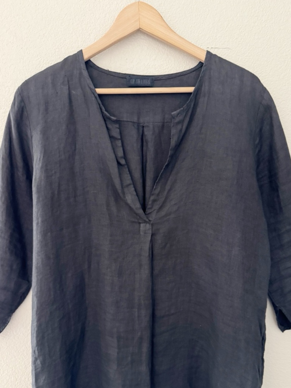 CP Shades Linen Tunic Dress Cover Up Med Black Drapey Casual Minimalist Boho - Picture 3 of 10